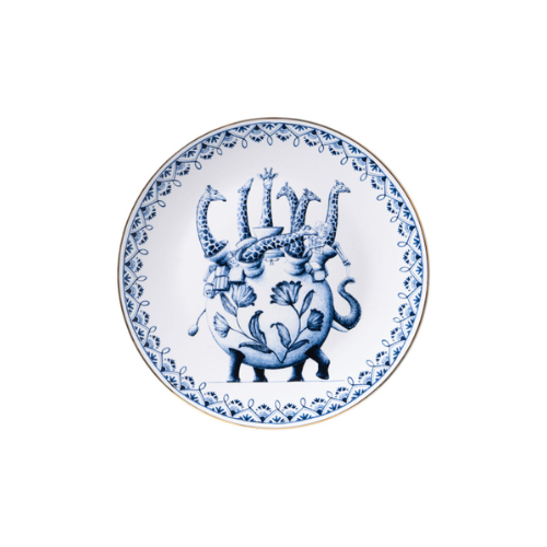 Heinen Delfts blauw wandbord giraffe